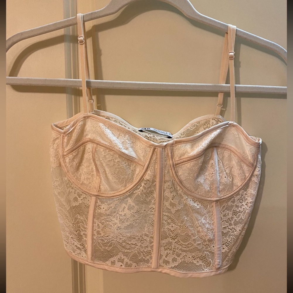 Zara ivory/cream corset style top (S)